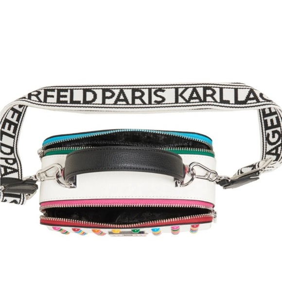 Karl Lagerfeld White Multicolor Studded Crossbody Bag - Picture 3 of 4